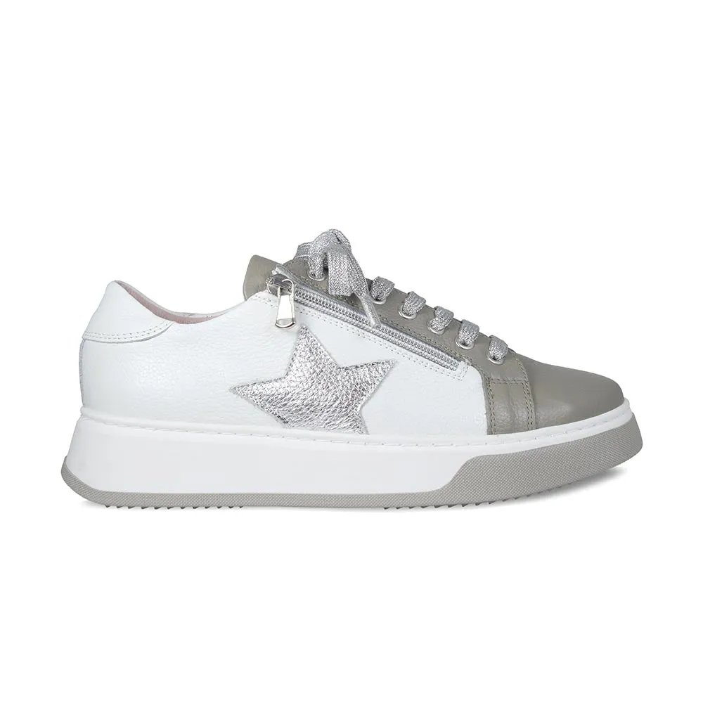 Galaxy: Taupe & White Leather sold by Sole Bliss