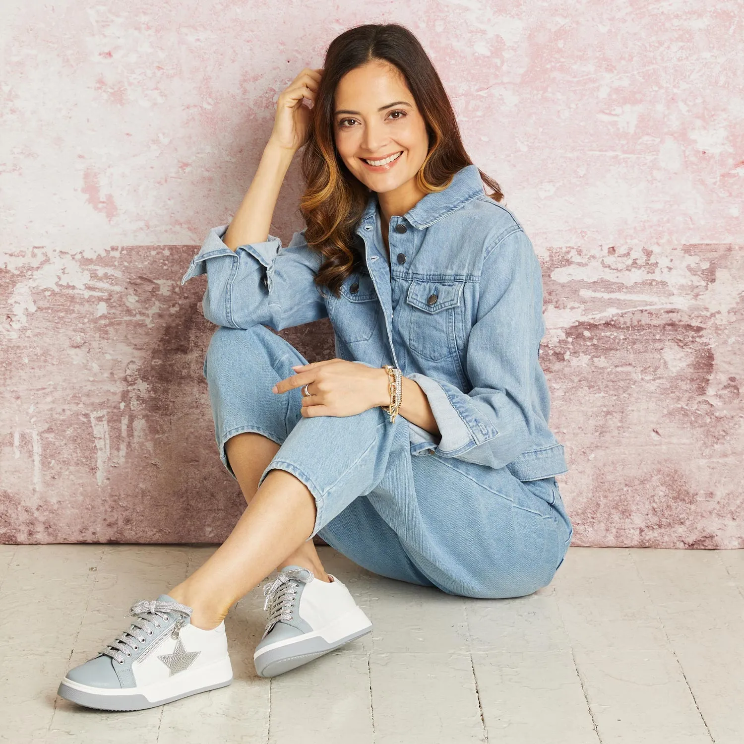 Galaxy: Pale Blue & White Leather sold by Sole Bliss product image thumbnail 2