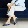 Venus: Denim Leather & Navy Patent sold by Sole Bliss