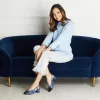Venus: Denim Leather & Navy Patent sold by Sole Bliss