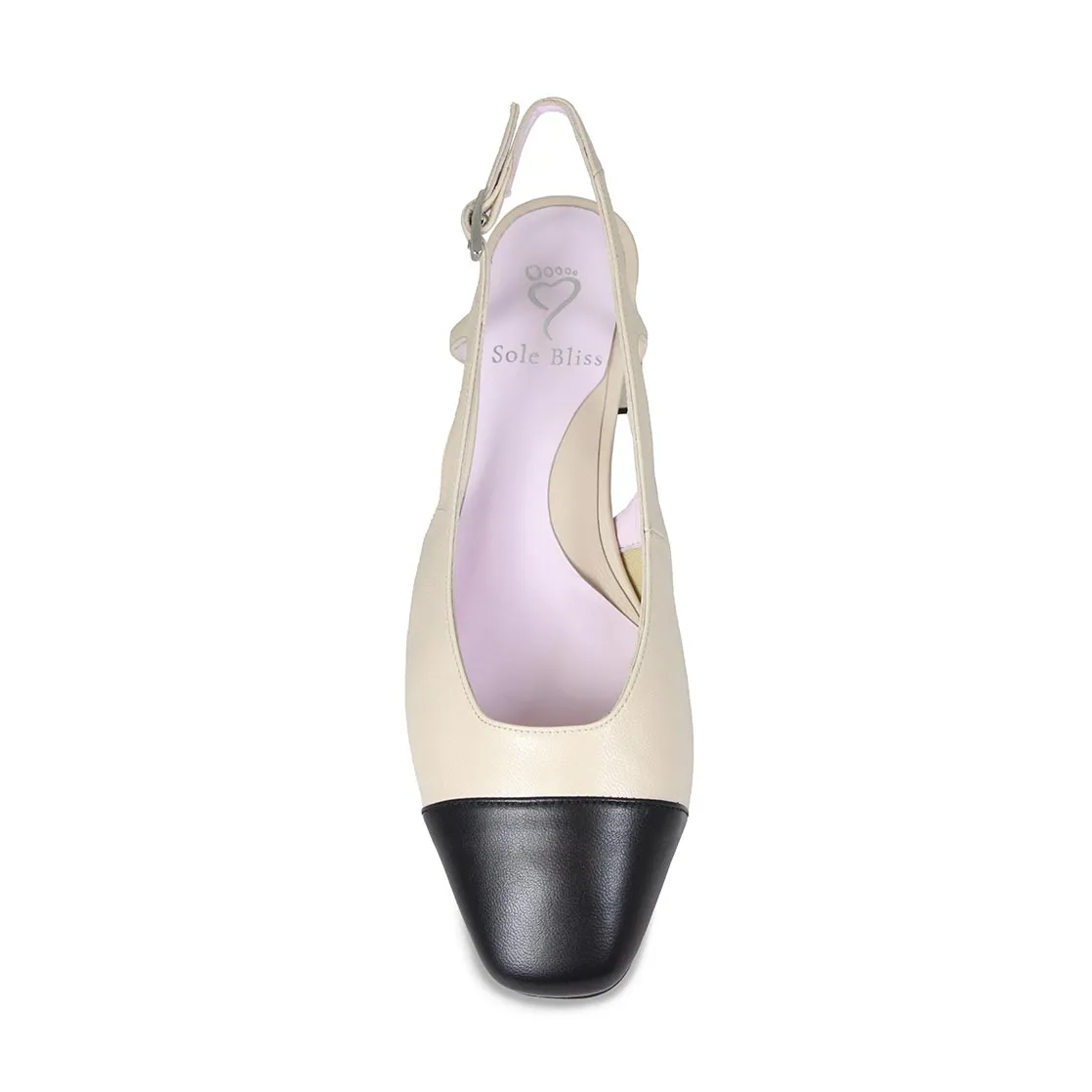 Venus: Cream & Black Leather sold by Sole Bliss product image thumbnail 3