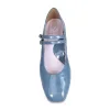 Orla: Denim Patent Leather sold by Sole Bliss