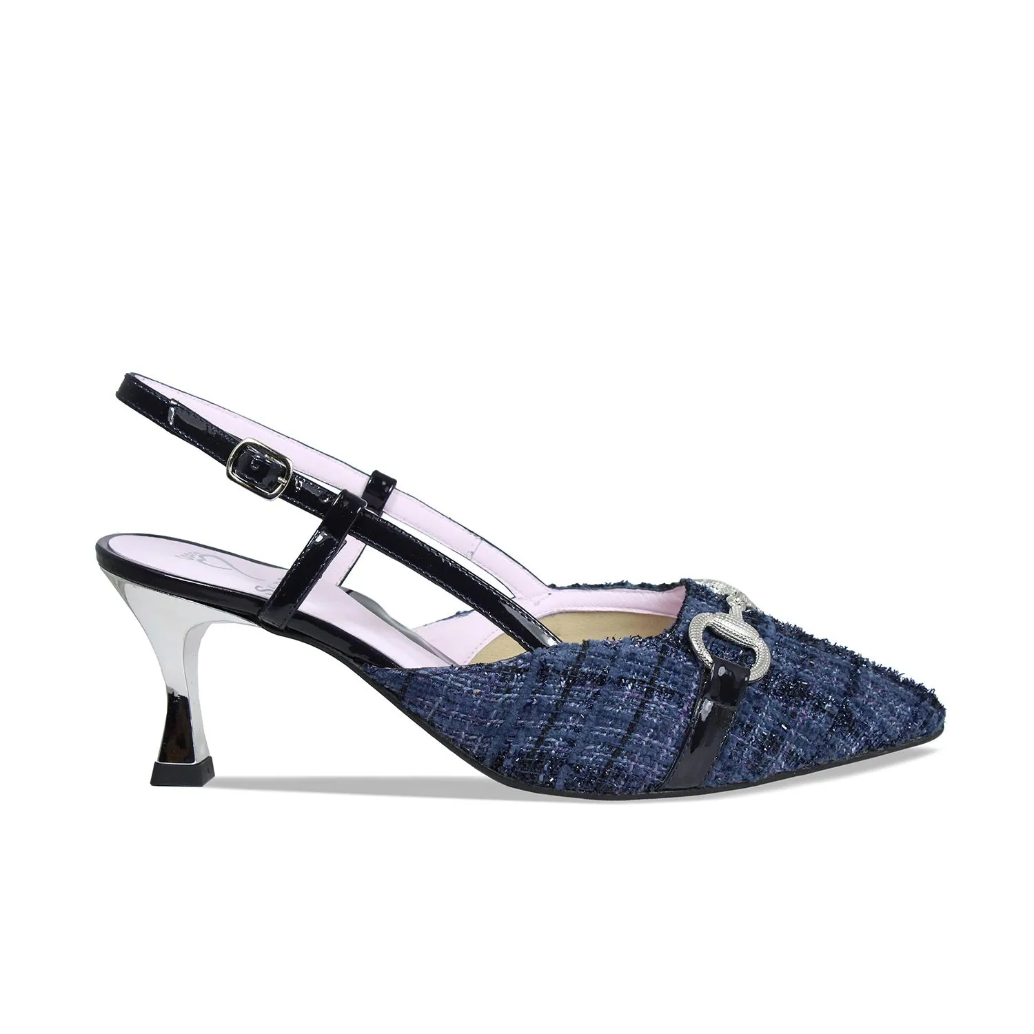 Addison: Navy Tweed & Patent sold by Sole Bliss