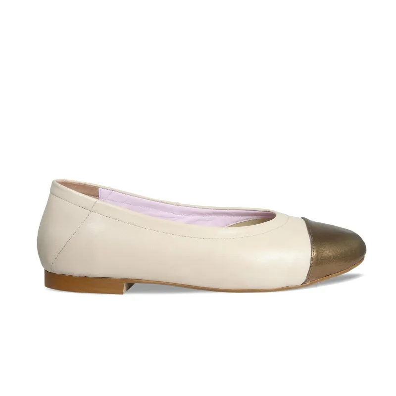 Luna: Cream Leather & Bronze sold by Sole Bliss