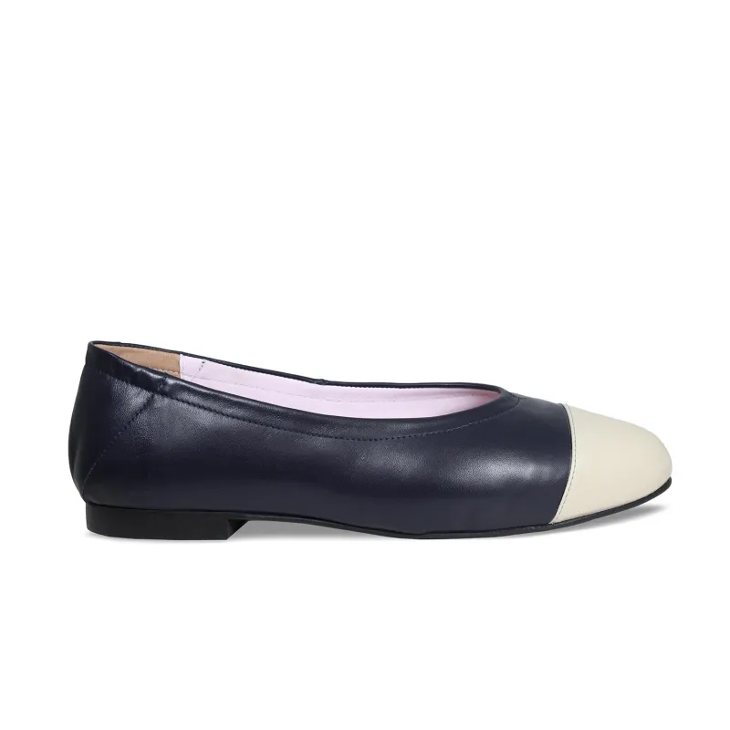 Luna: Navy & Cream Leather sold by Sole Bliss