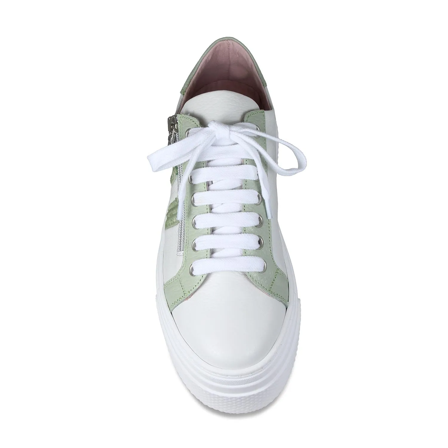 Diva: White Leather & Mint Raffia sold by Sole Bliss product image thumbnail 3