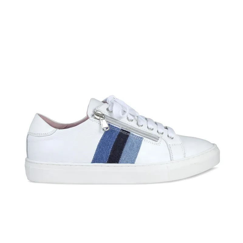 Sprint: White Leather & Multi Denim sold by Sole Bliss