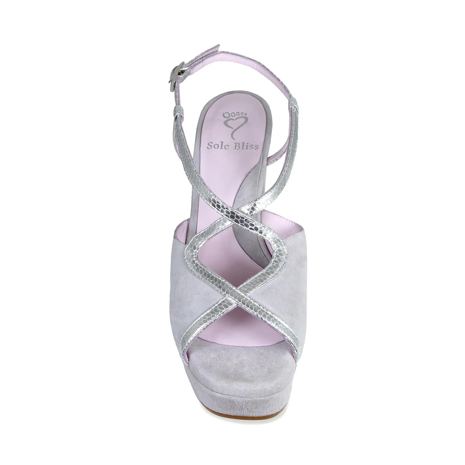 Rachel: Pale Grey Suede & Silver Snake sold by Sole Bliss product image thumbnail 5