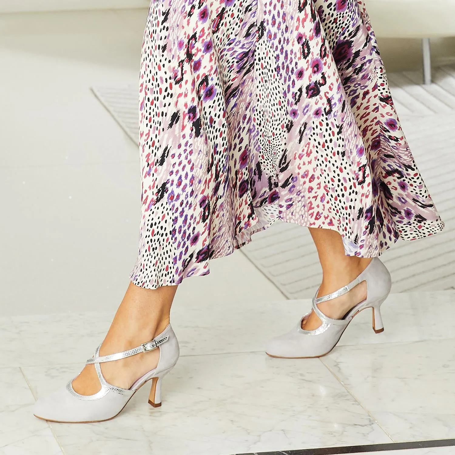 Meredith: Pale Grey Suede & Silver Snake sold by Sole Bliss product image thumbnail 4