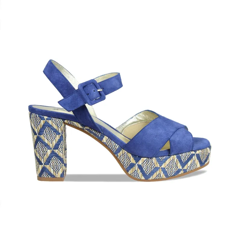 Ruby: Denim Suede & Raffia sold by Sole Bliss