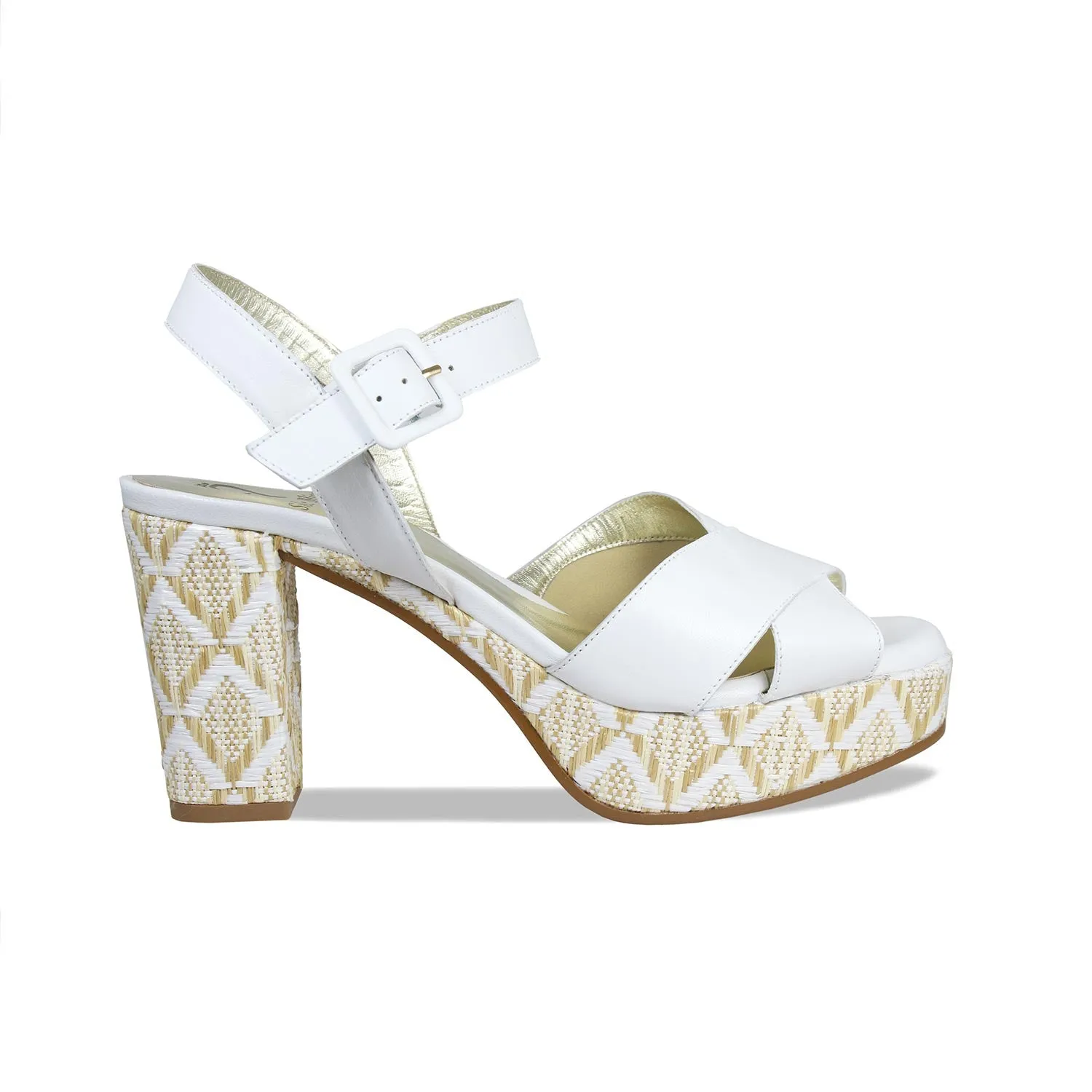 Ruby: White Leather & Raffia sold by Sole Bliss