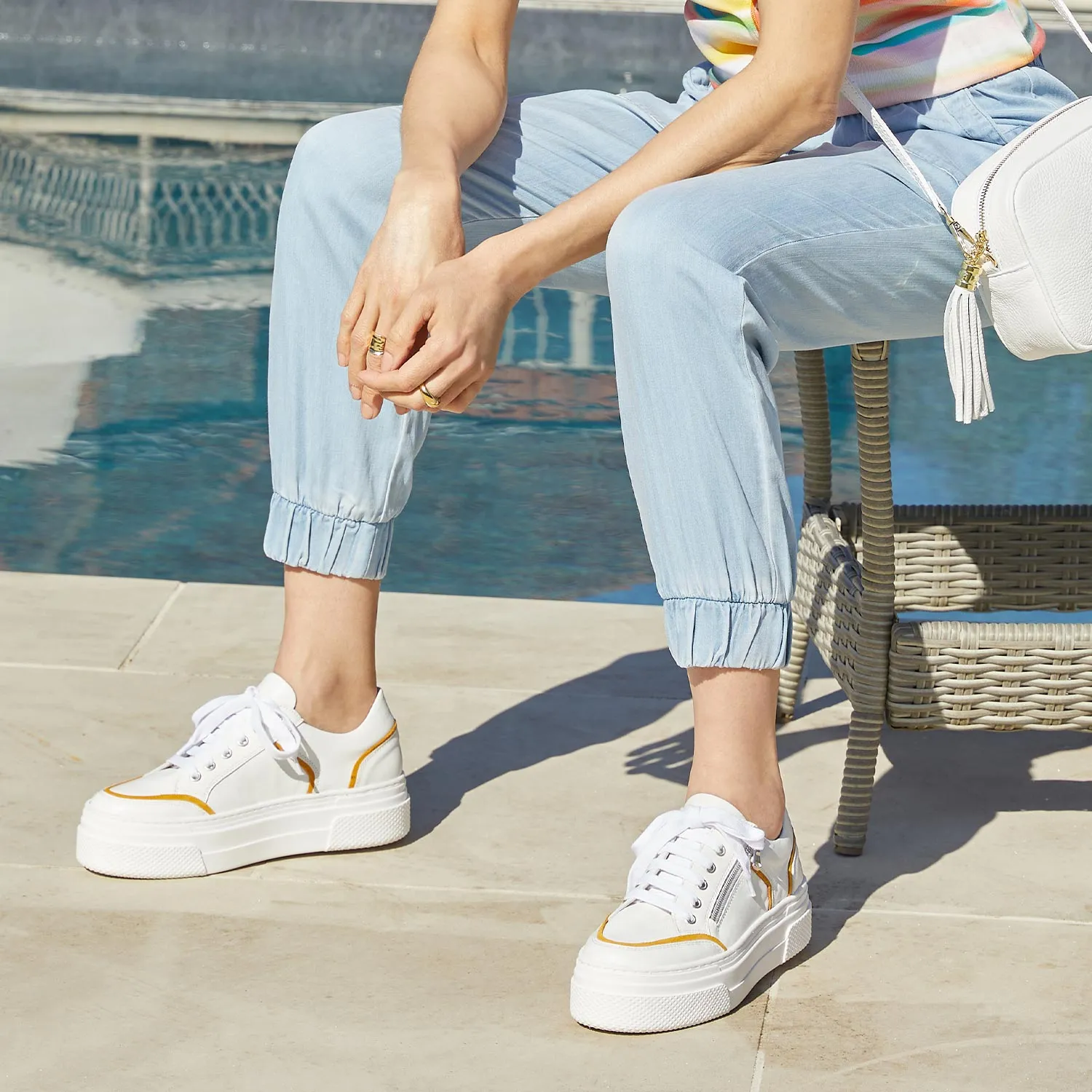 Jazz: White Leather & Sunflower sold by Sole Bliss product image thumbnail 4