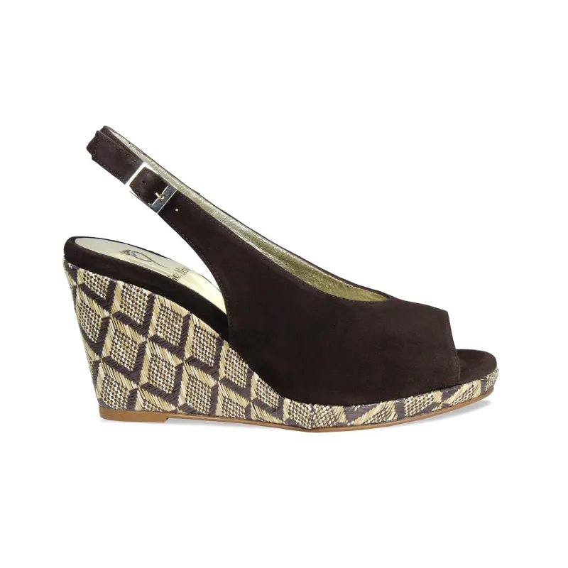 Winnie: Chocolate Brown Suede & Raffia sold by Sole Bliss