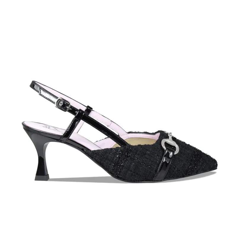 Addison: Black Tweed & Patent sold by Sole Bliss