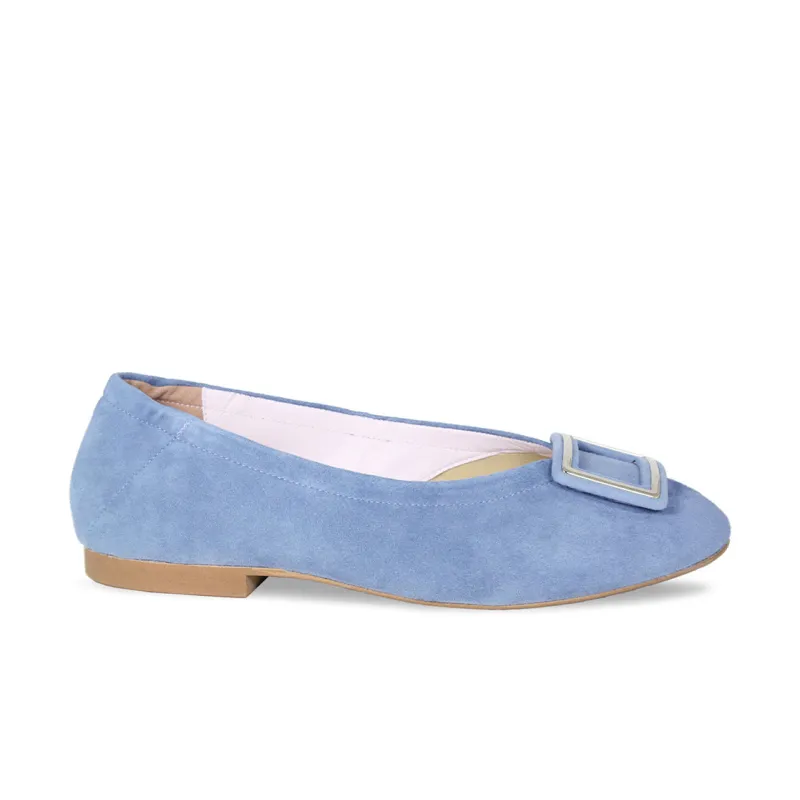 Lizzie: Sky Blue Suede sold by Sole Bliss