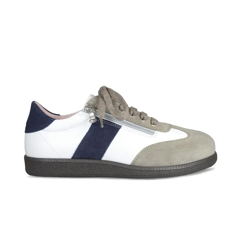 Pixie: White, Taupe & Navy sold by Sole Bliss