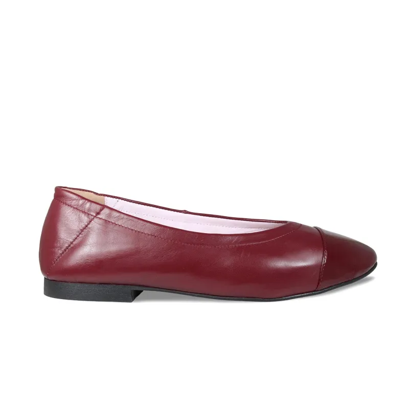 Luna: Bordeau Leather & Patent sold by Sole Bliss