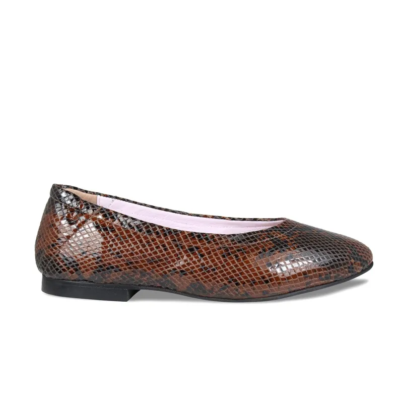 Luna: Brown Snake Print Leather sold by Sole Bliss