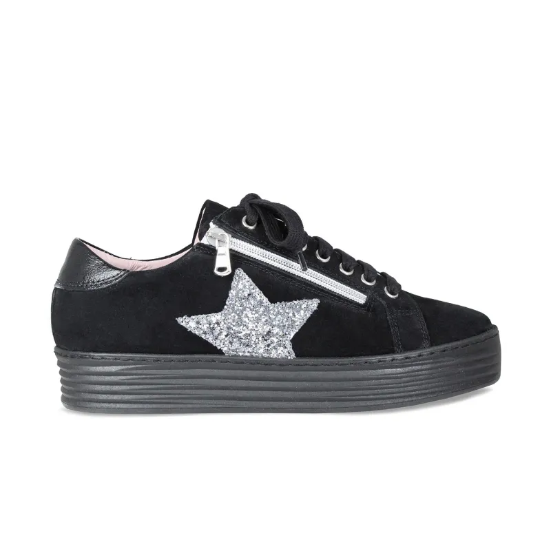 Harley-Star: Black Suede & Glitter sold by Sole Bliss