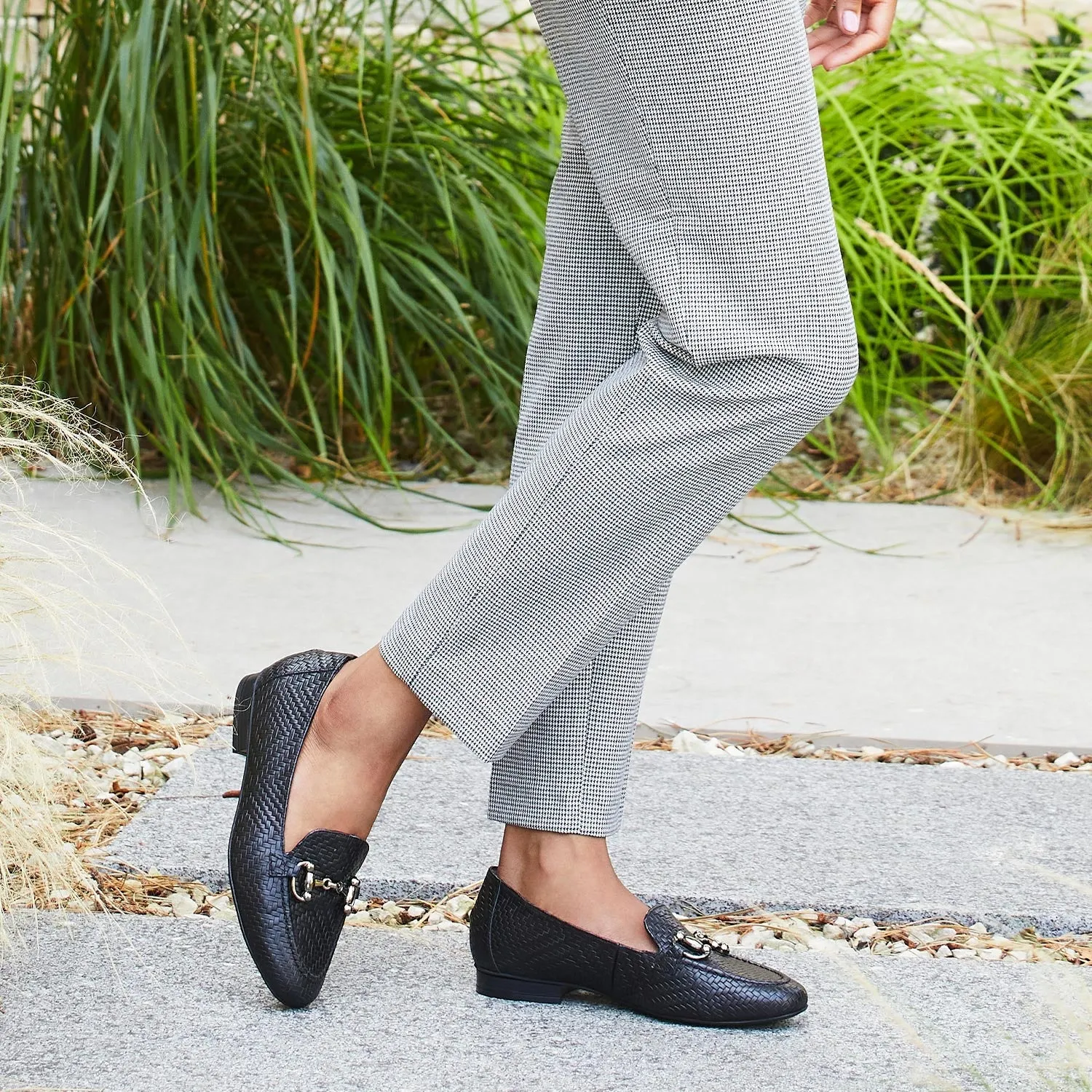 Trinity: Black Leather Weave sold by Sole Bliss product image thumbnail 4