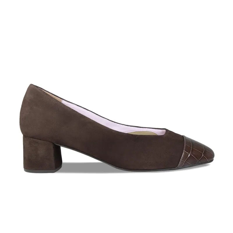 Valencia: Brown Suede & Croc sold by Sole Bliss