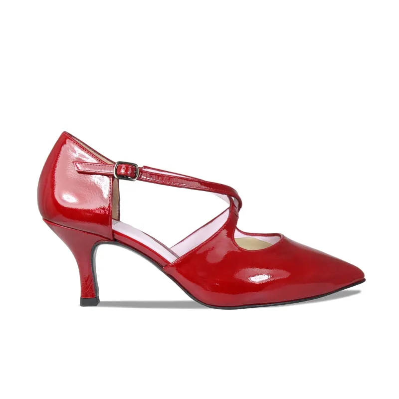 Cecilia: Deep Red Patent Leather sold by Sole Bliss