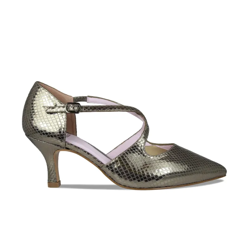 Cecilia: Bronze Snake Print Leather sold by Sole Bliss