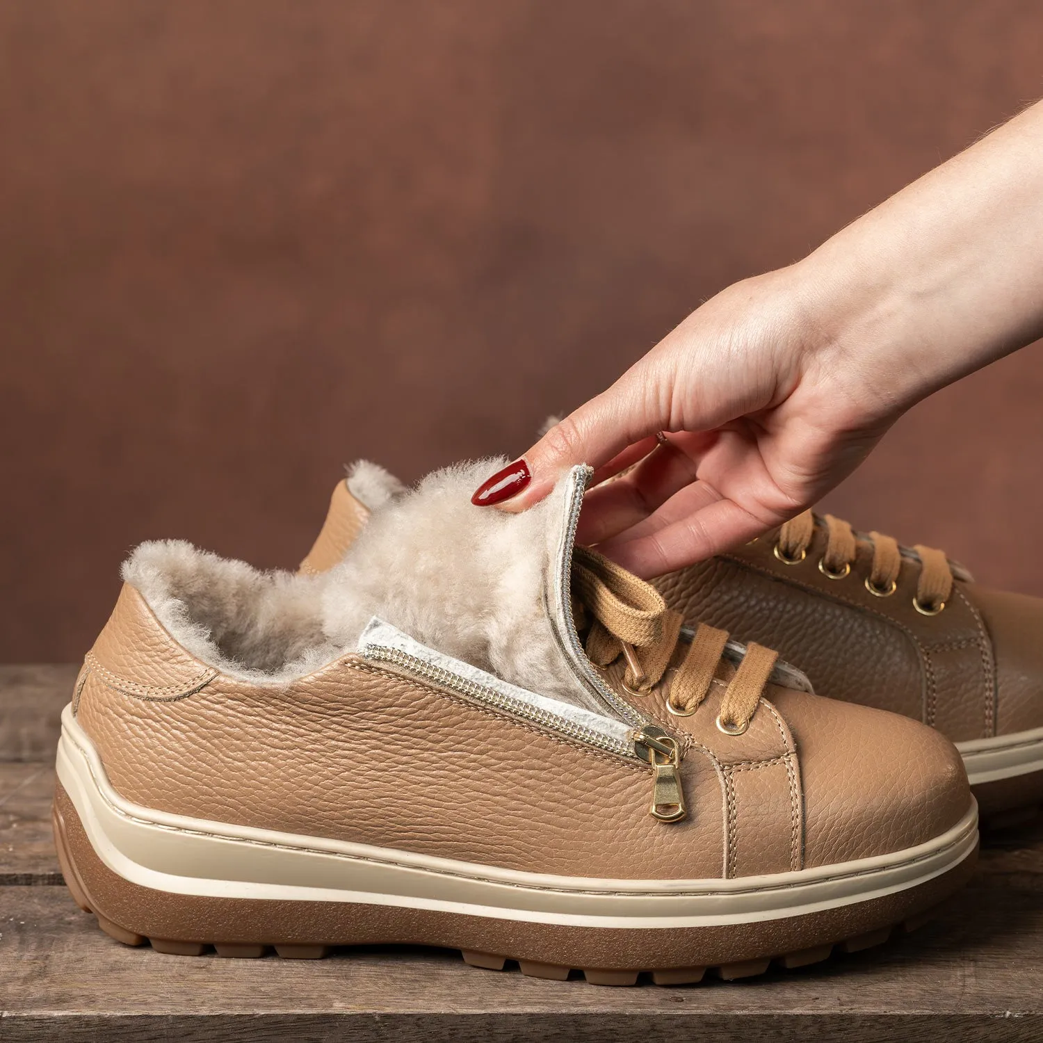 Summit: Caramel Leather & Shearling sold by Sole Bliss product image thumbnail 5