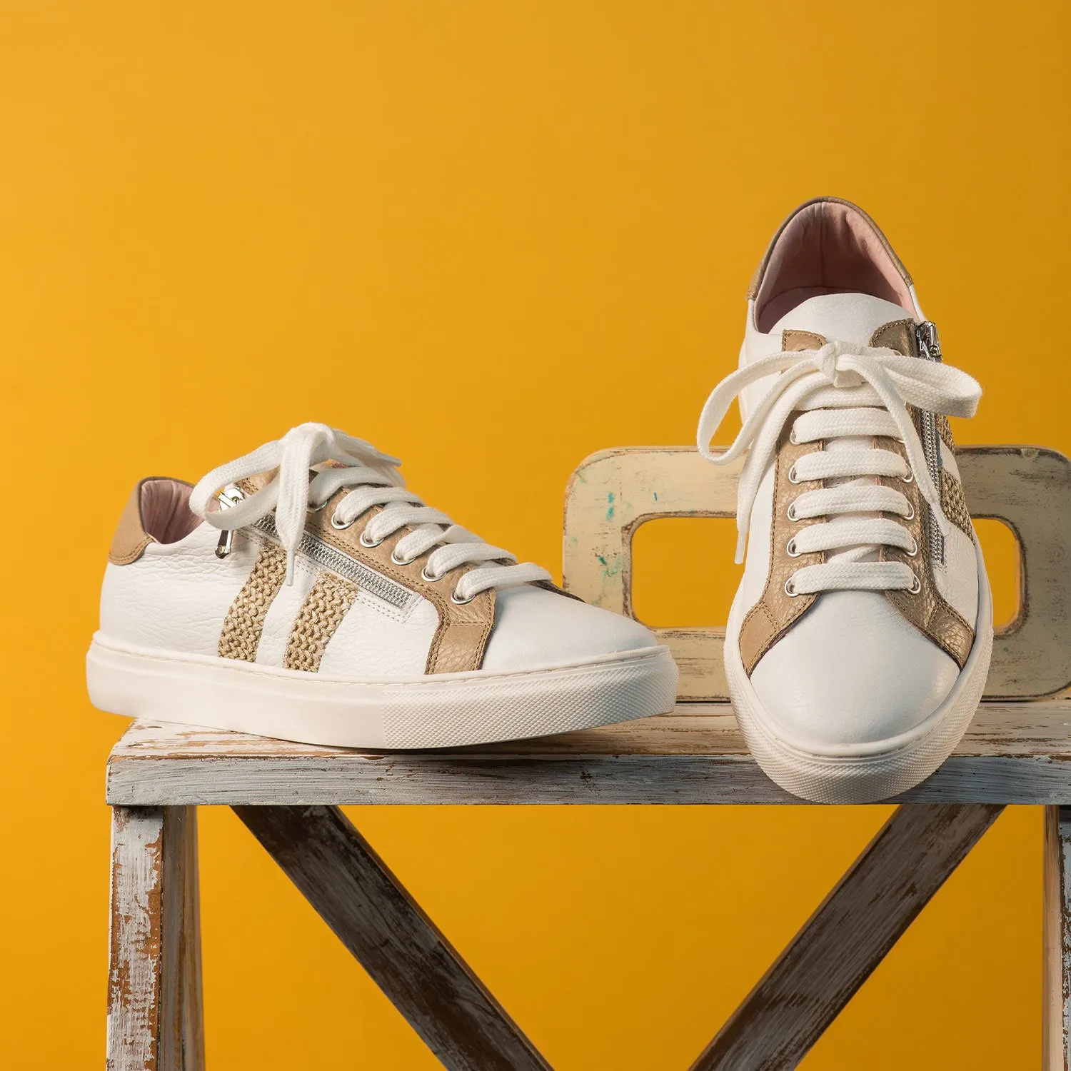 Sprint: White Leather & Raffia sold by Sole Bliss product image thumbnail 2