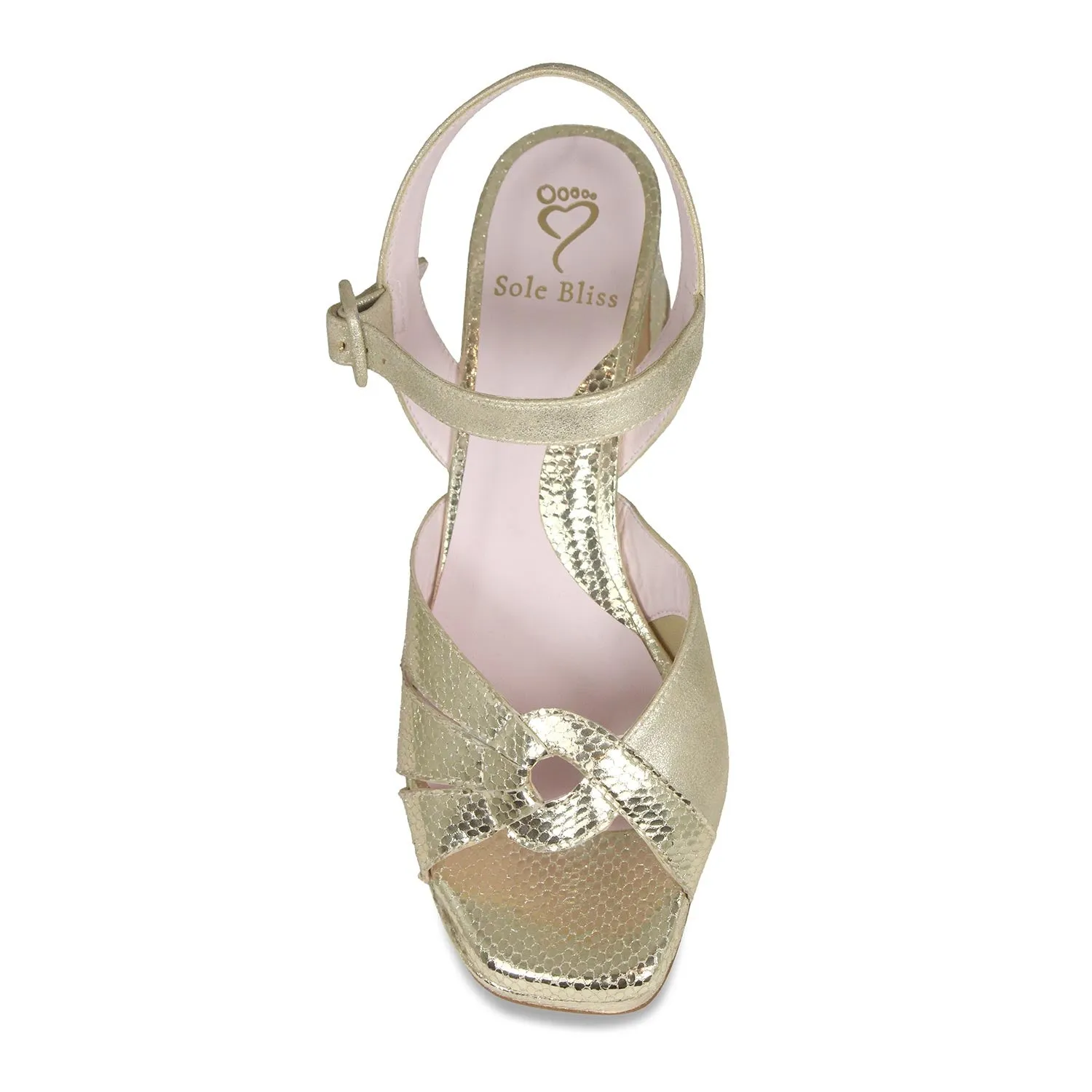 Roberta: Pale Gold Suede & Snake Print Leather sold by Sole Bliss product image thumbnail 4