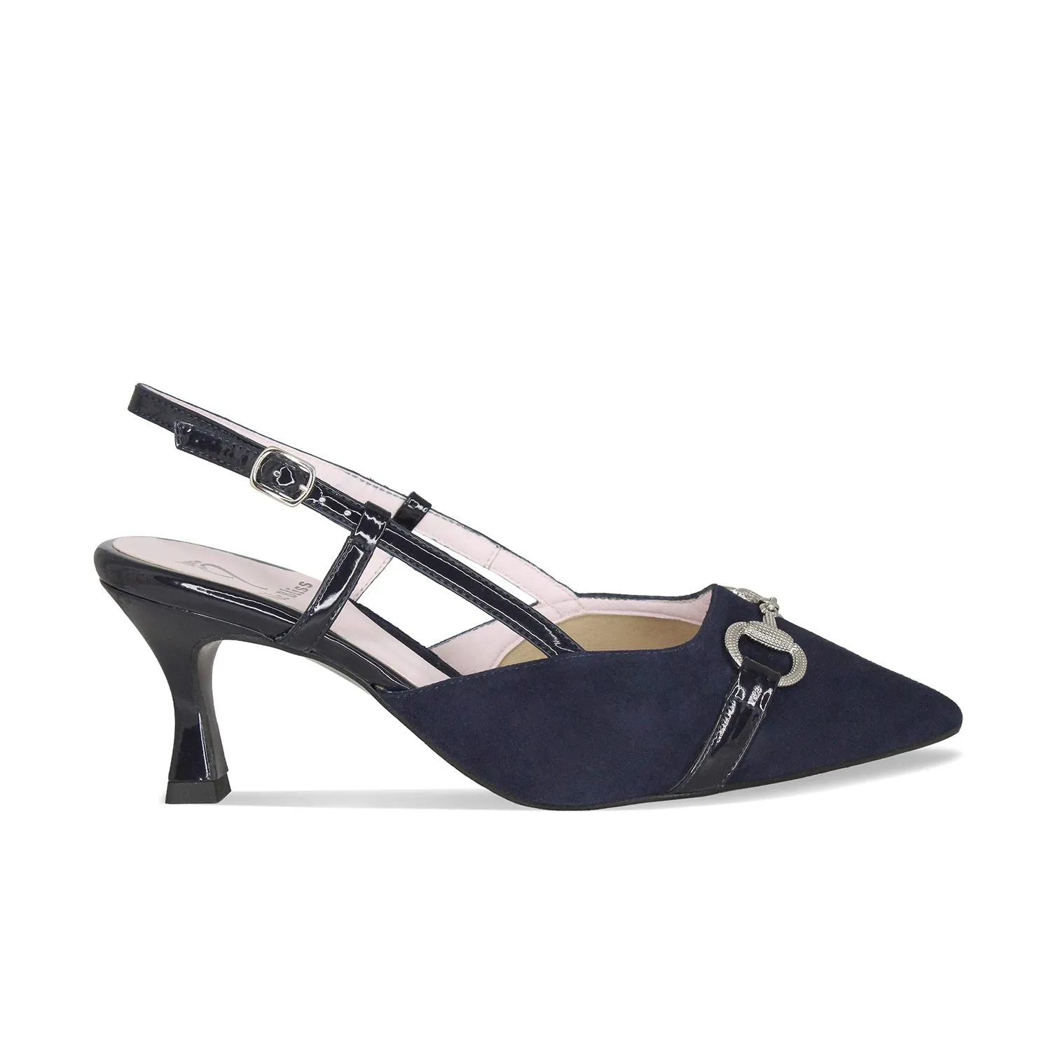 Addison: Navy Suede & Patent sold by Sole Bliss
