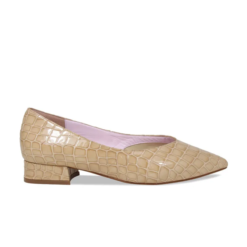 Sydney: Camel Croc Patent Leather sold by Sole Bliss