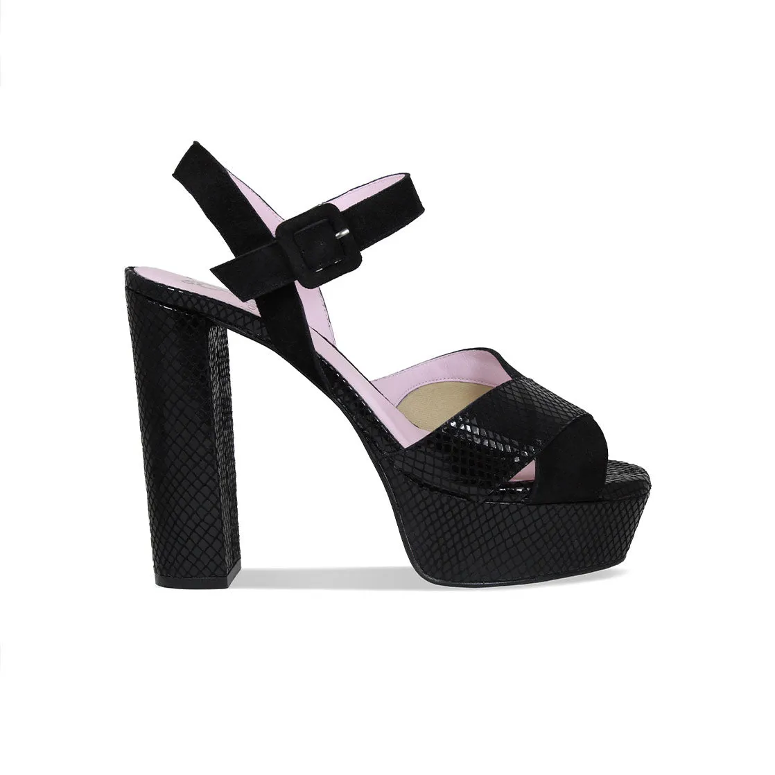 Remy: Black Suede & Snake sold by Sole Bliss