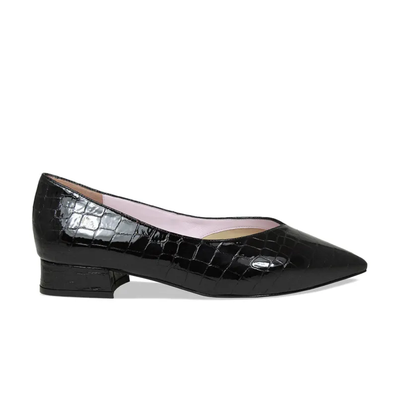 Sydney: Black Croc Patent Leather sold by Sole Bliss