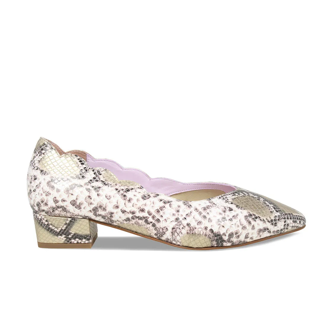 Nova: Metallic Snake Print Leather sold by Sole Bliss