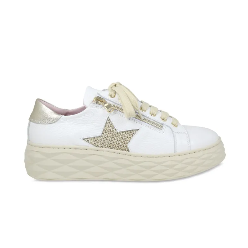 Petra Star: White Leather & Raffia sold by Sole Bliss