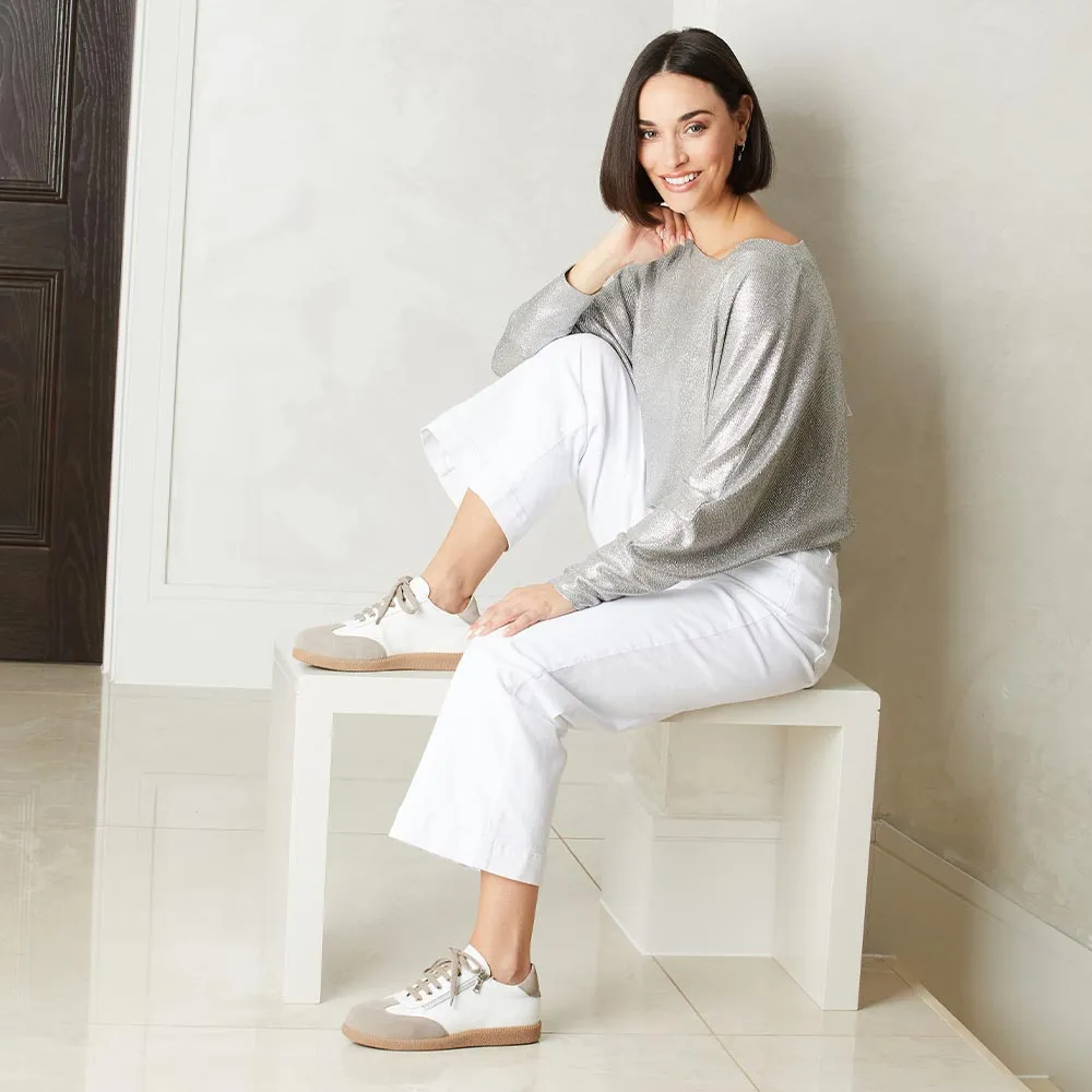 Pixie: White Leather & Taupe Suede sold by Sole Bliss product image thumbnail 2