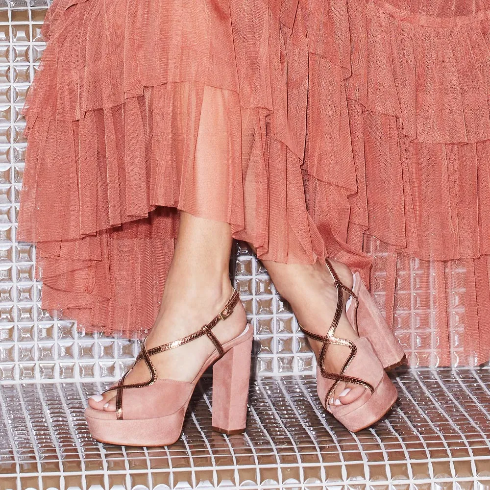 Reese: Rose Suede & Snake Print Leather sold by Sole Bliss product image thumbnail 4