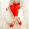 Lydia: Coral Red Suede sold by Sole Bliss