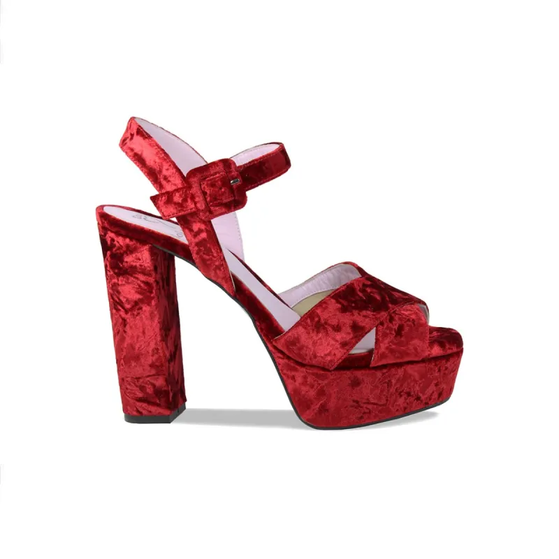 Remy: Luxe Cherry Red Velvet sold by Sole Bliss