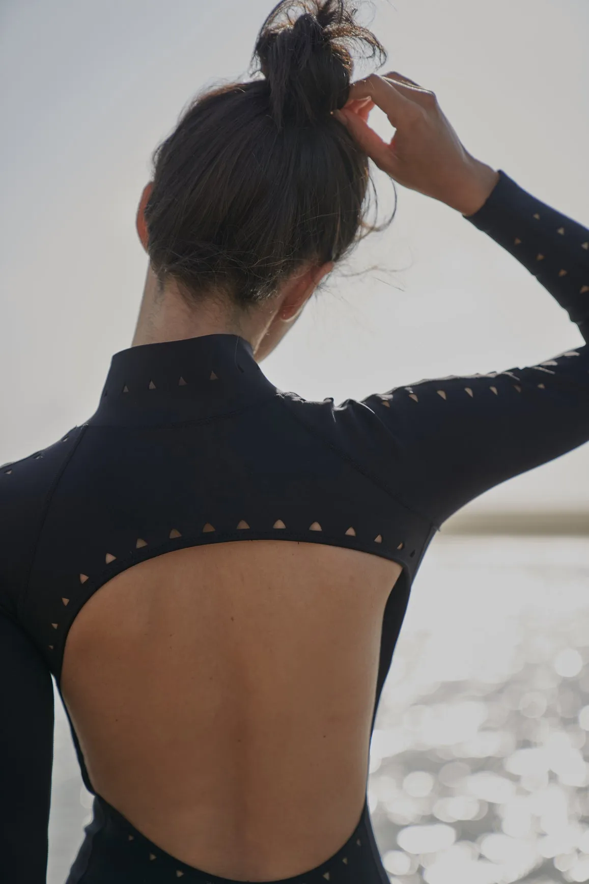 Long Sleeve Open Back Laser Cut Surfsuit sold by WISKII Active product image thumbnail 4