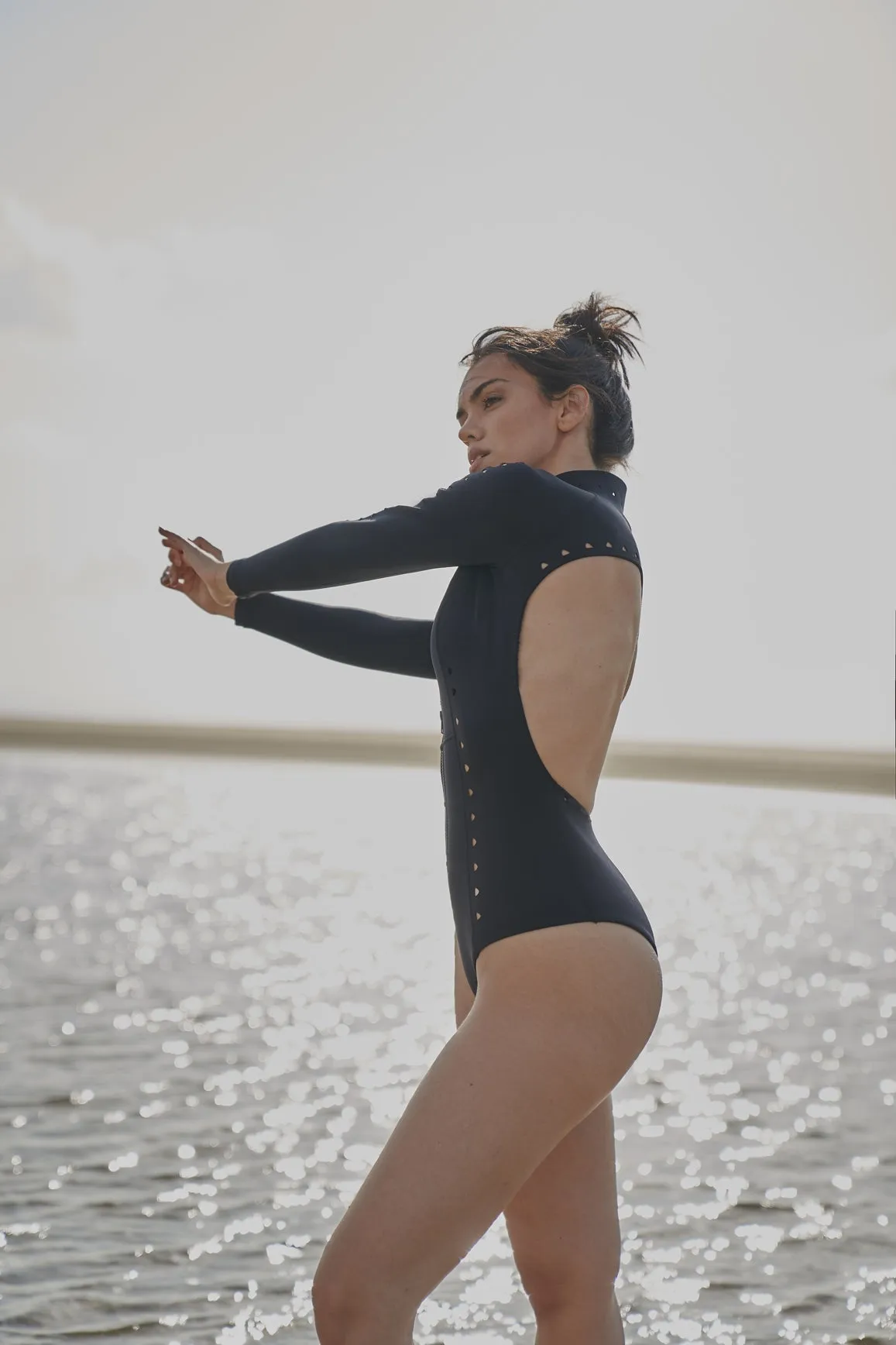 Long Sleeve Open Back Laser Cut Surfsuit sold by WISKII Active product image thumbnail 5