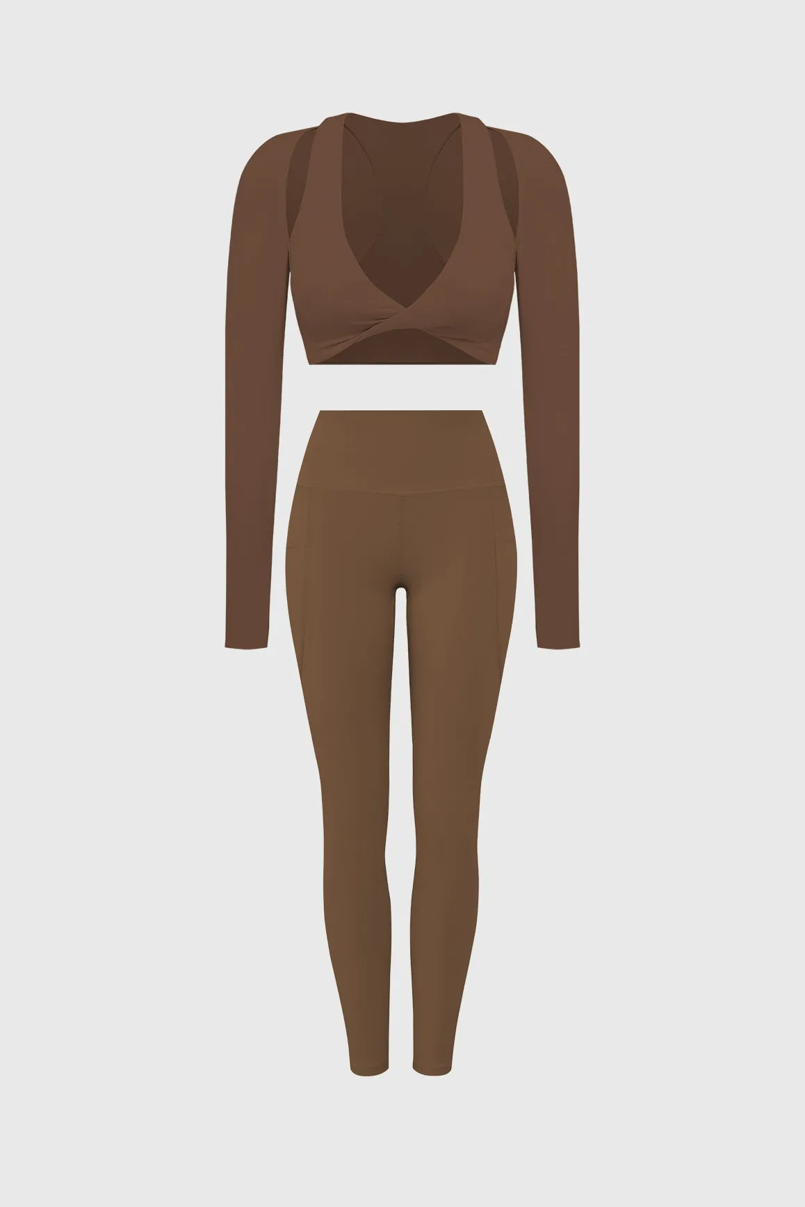 Twist-Front Shoulder Cut Crop Top + High-Waist Invigorate Legging sold by WISKII Active