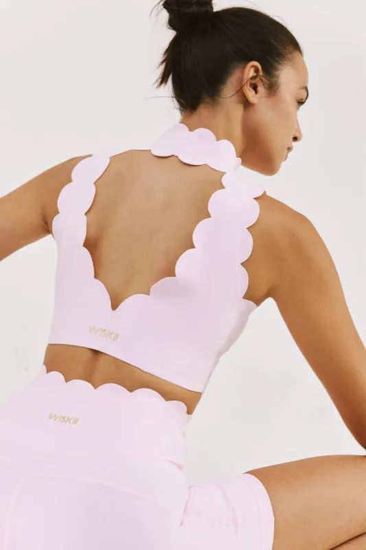 High Neck Scallop V-Back Bra made by WISKII Active