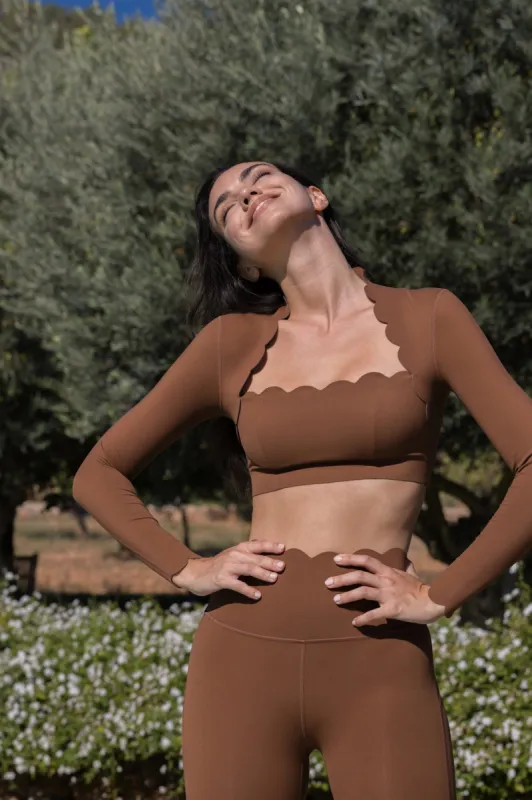 Scallop Cropped Long Sleeve Top sold by WISKII Active