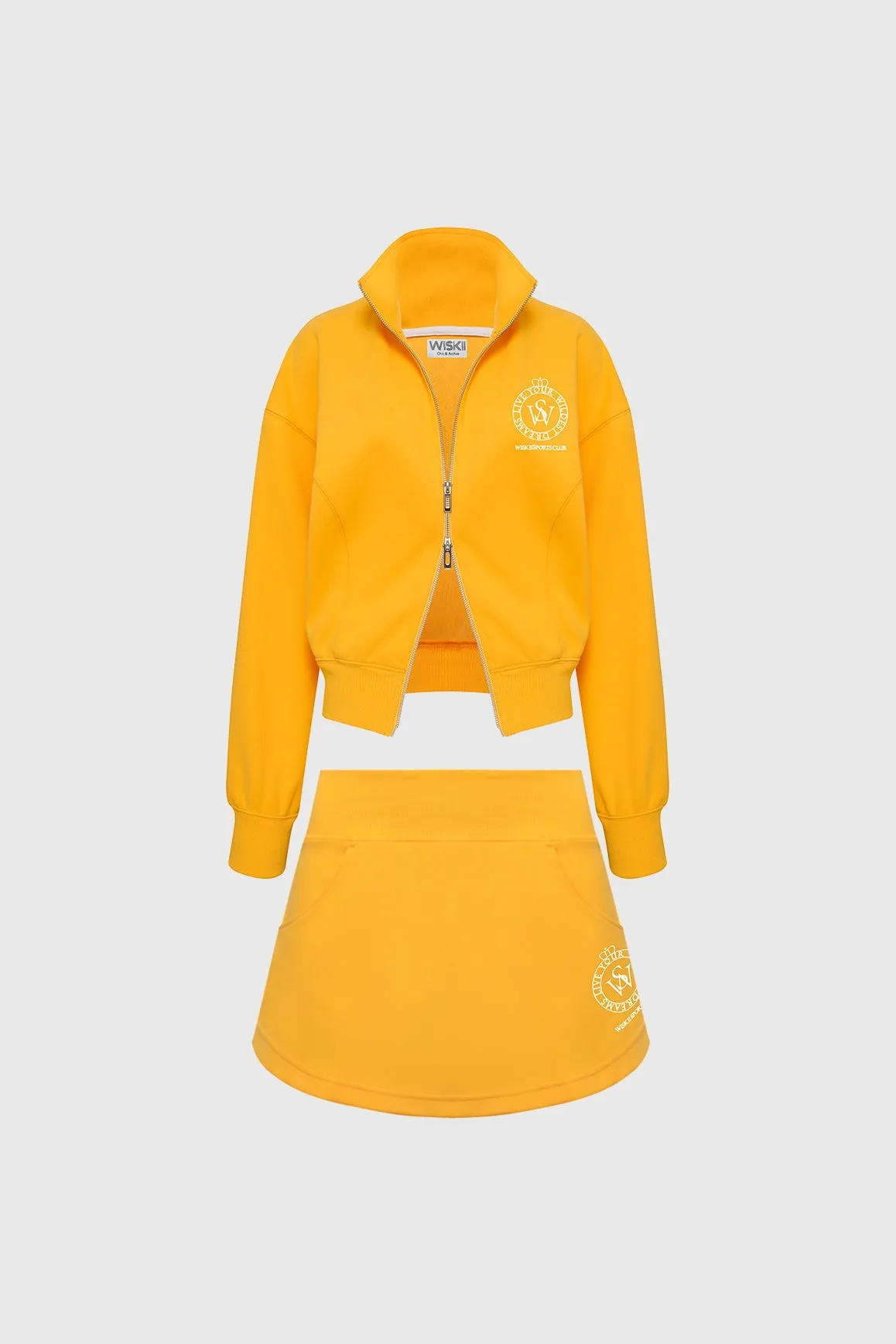 WISKII Two-Way Zipper Jacket + Stylish Ease Mini Sweat Skirt sold by WISKII Active