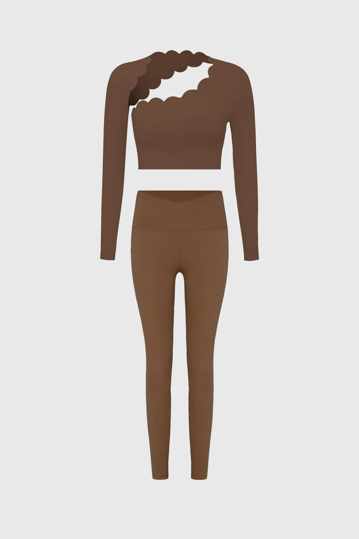 Asymmetrical Long Sleeve Crop Top + V-waist Yoga Legging sold by WISKII Active