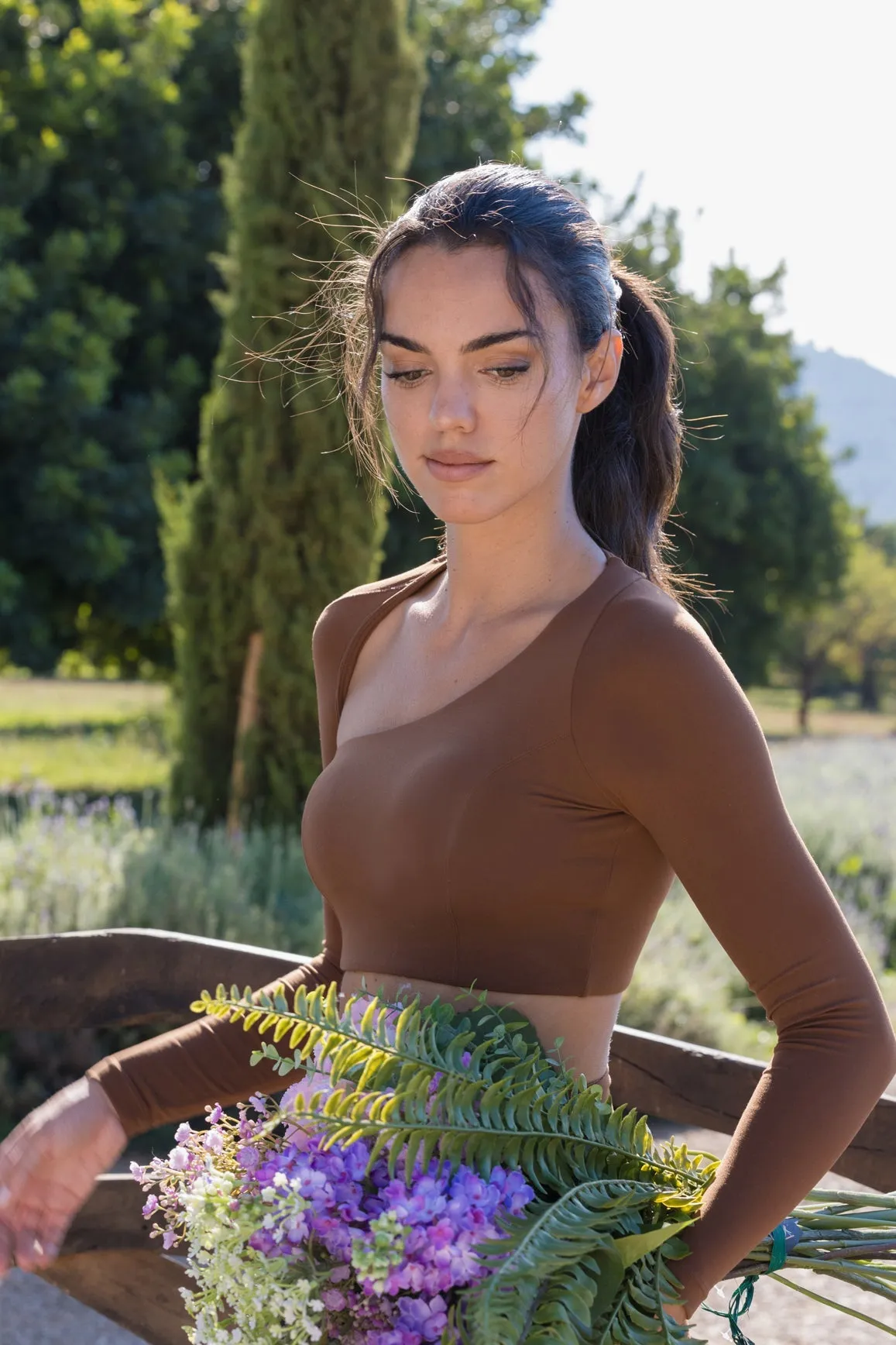 Unique Cut Long Sleeve Crop Top sold by WISKII Active