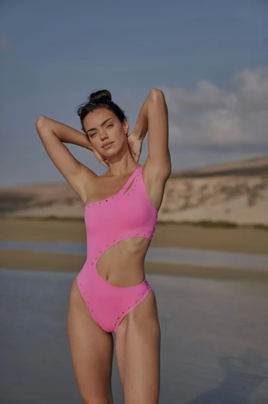 One Shoulder Laser Cut Swimsuit sold by WISKII Active
