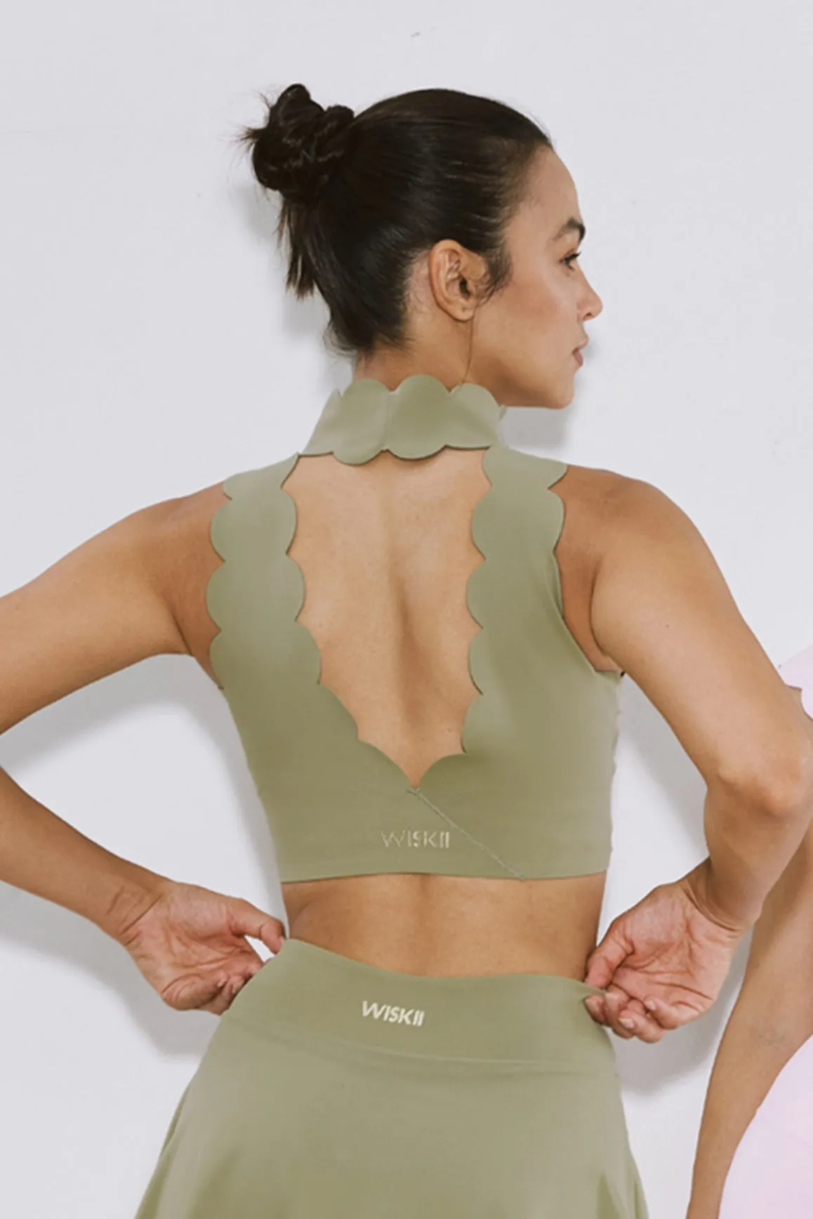 High Neck Scallop V-Back Bra sold by WISKII Active